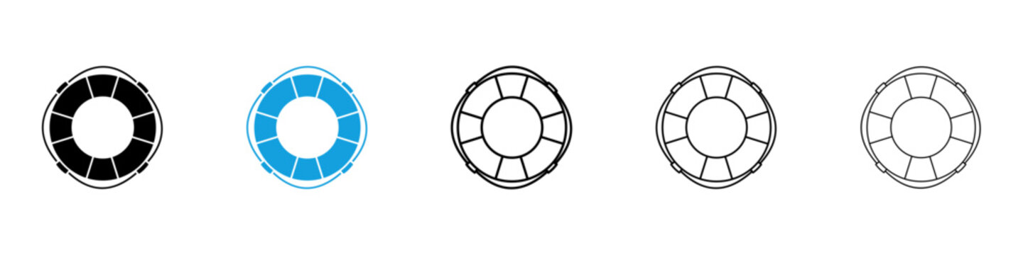 Lifebuoy icon flat outline in black