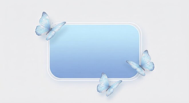Soft blue banner with three delicate white butterflies
