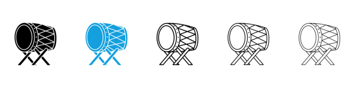 Muslim drum icon flat outline in black