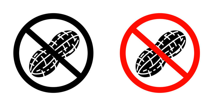 No peanut sign flat outline in black