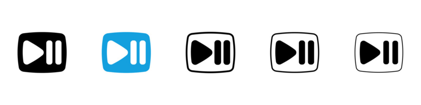 Play pause icon flat outline in black