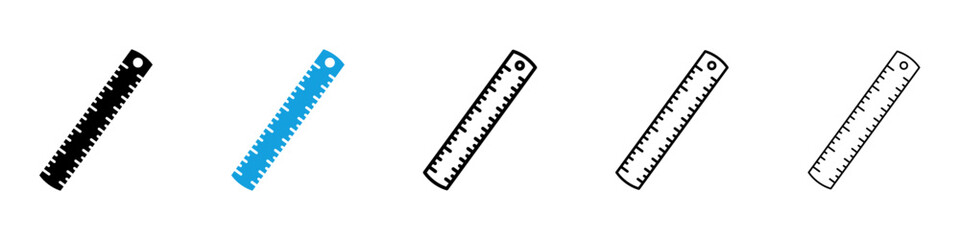 Fototapeta premium Ruler icon flat outline in black