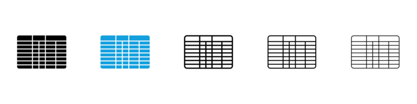 Table layout icon flat outline in black