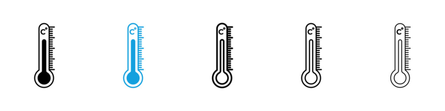 Temperature icon flat outline in black