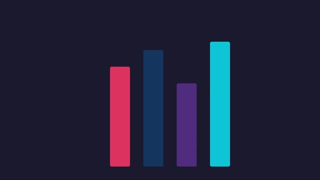 Animated bar chart infographic with colorful rising data columns for business analytics and financial growth presentations animation 4k