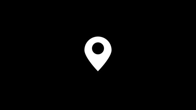 White Location Pin Map Marker Icon for Navigation, GPS, Address, Travel and Geo location Design on Black Background.