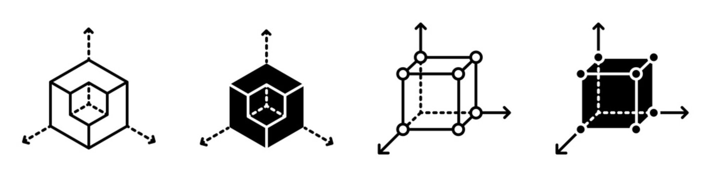 3D modeling icon flat outline in black