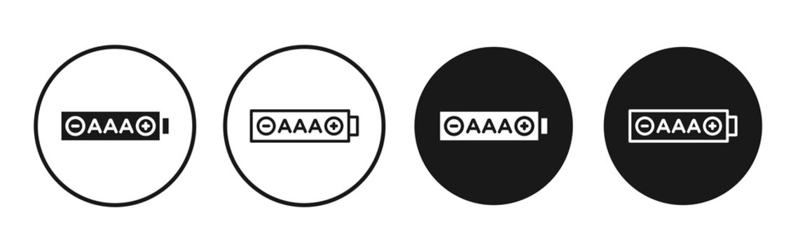 AAA battery icon flat outline in black