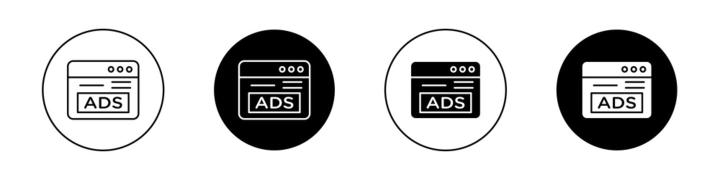 Ad icon flat outline in black