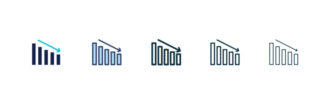 Arrow trend-down icon flat outline in black