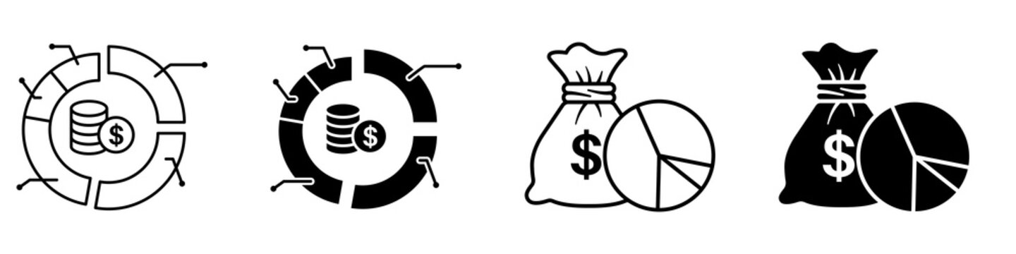 Asset allocation icon flat outline in black