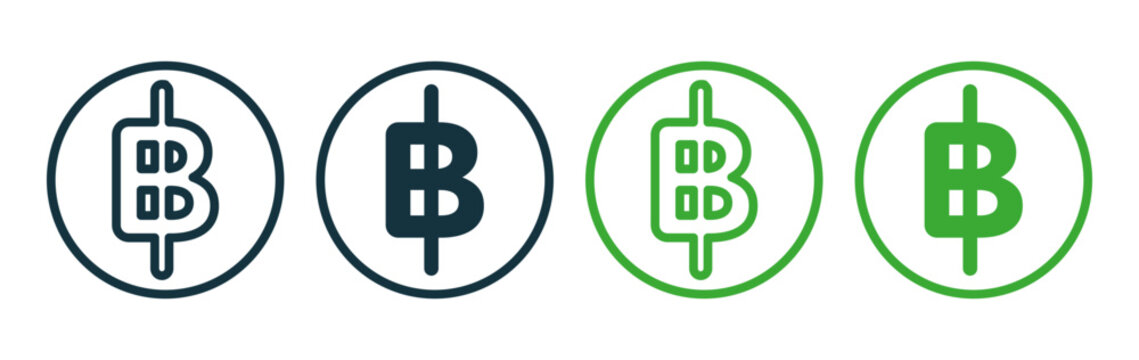 Baht sign flat outline in black