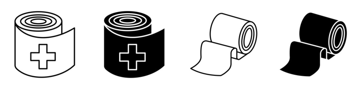 Bandage roll icon flat outline in black