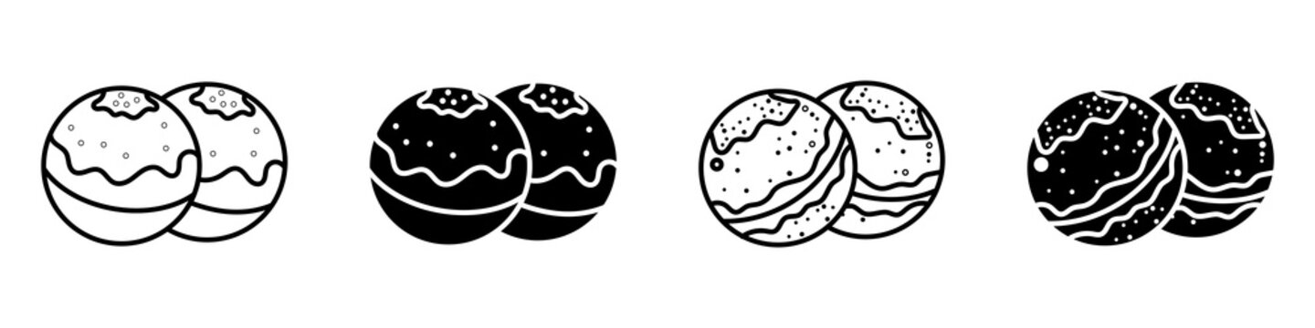 Bath salts bomb icon flat outline in black