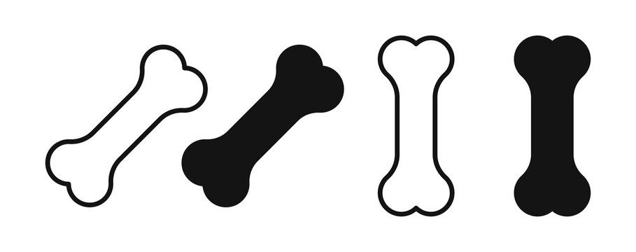 Bones icon flat outline in black