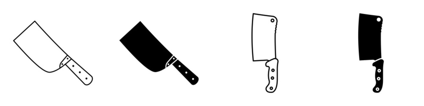 Butcher knife icon flat outline in black