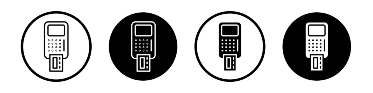 Card machine icon flat outline in black