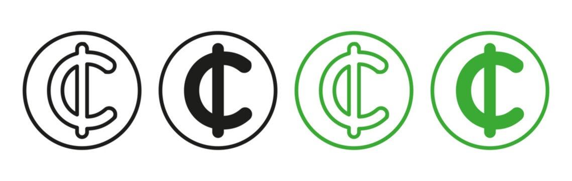 Cedi sign flat outline in black