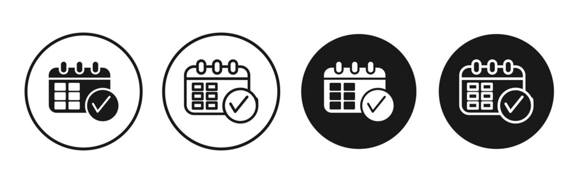 Check in calendar icon flat outline in black