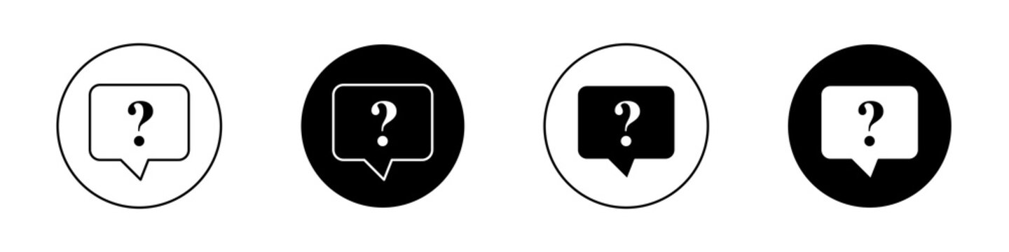 Comment question icon flat outline in black