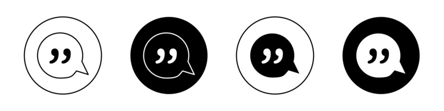 Comment quote icon flat outline in black