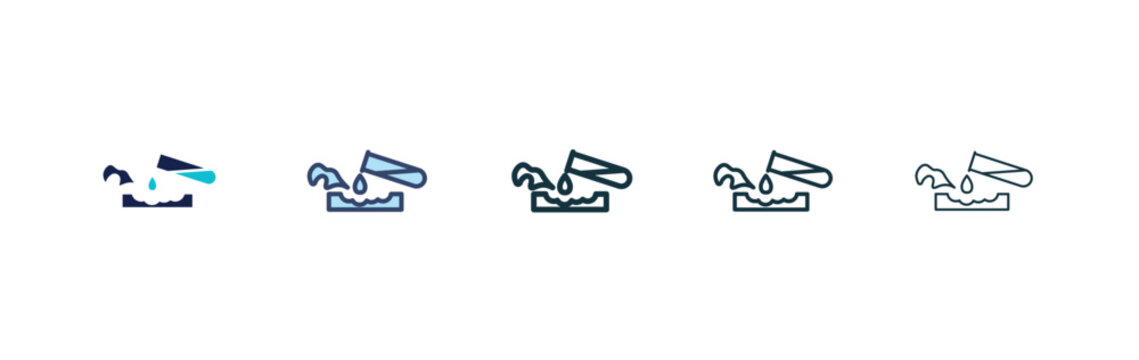 Corrosive substance icon flat outline in black