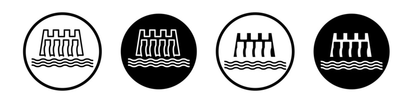 Dam icon flat outline in black