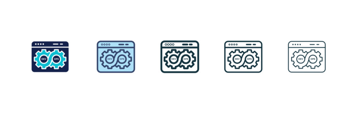 Dev ops icon flat outline in black