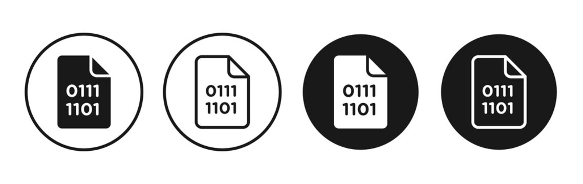 File Binary icon flat outline in black