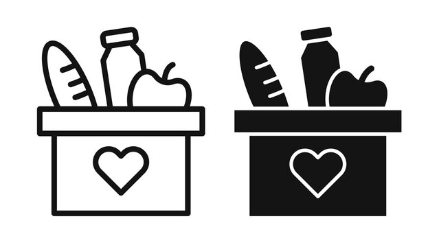 Food donation icon flat outline in black