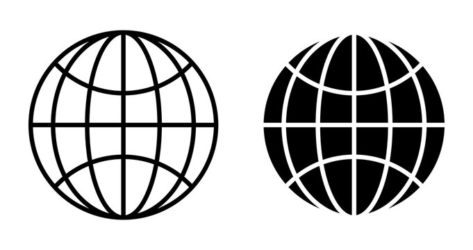 Globe icon flat outline in black