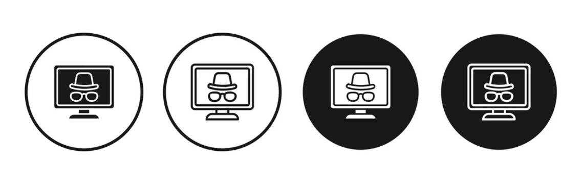 Hacker icon flat outline in black