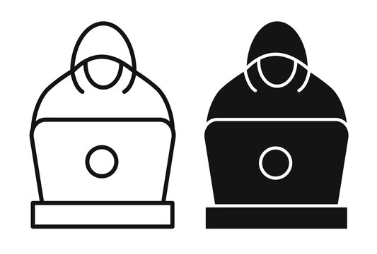 Hacker icon flat outline in black