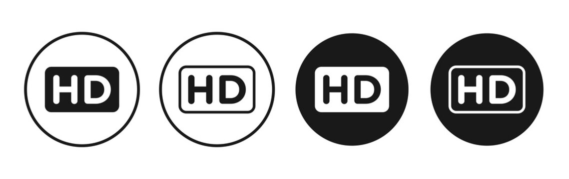 High definition icon flat outline in black