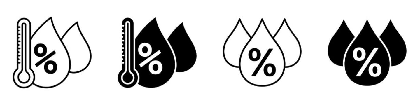 Humidity icon flat outline in black