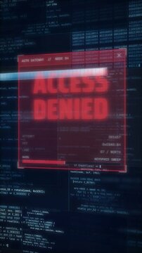Vertical access denied window turning to access granted over scrolling hacker code