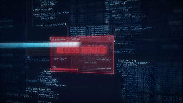 Access denied alert window switching to access granted on a dark code background