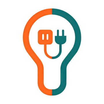 Lightbulb icon with electrical plug and socket inside