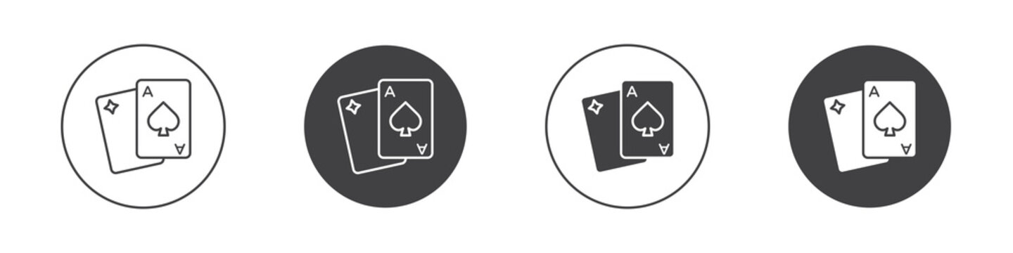Playing cards icon flat outline in black