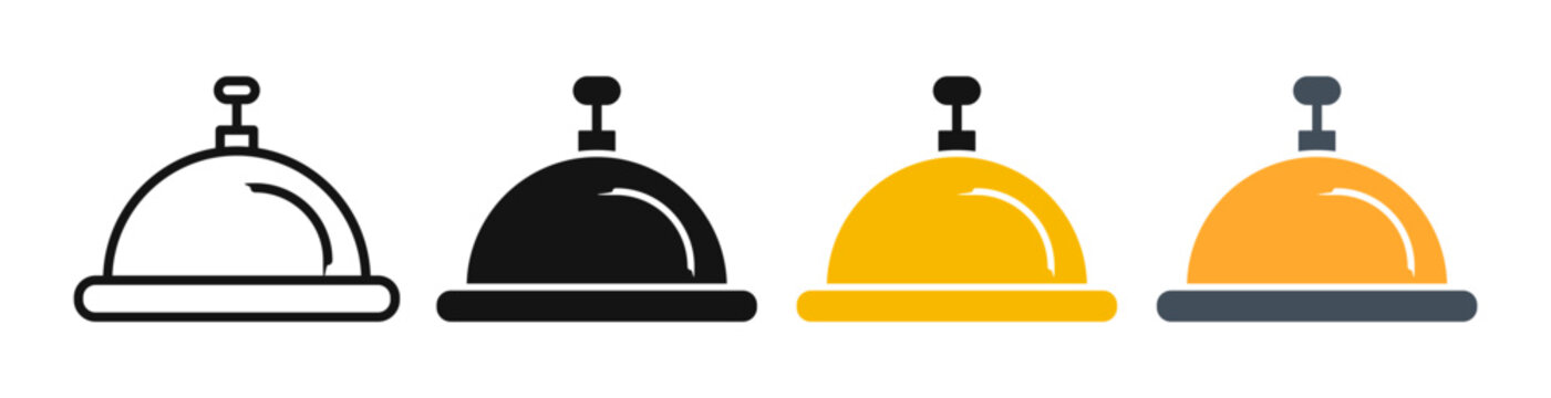 Reception bell icon flat outline in black