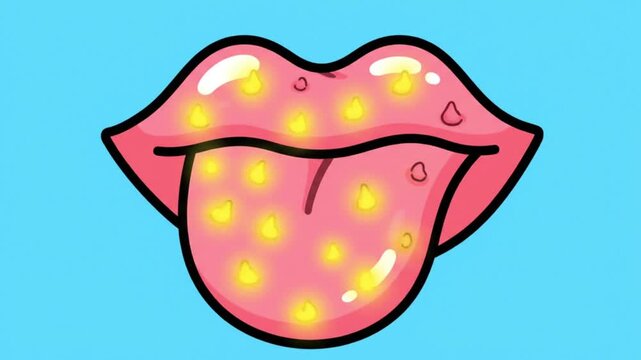 Illustration of a tongue with taste buds lighting up.