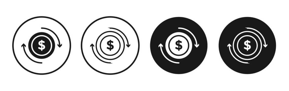 Refund icon flat outline in black