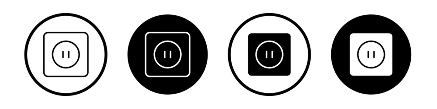 Round socket icon flat outline in black
