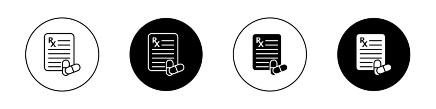 RX icon flat outline in black