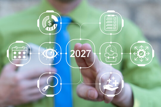 Concept of 2027 new year goals business strategy planning.