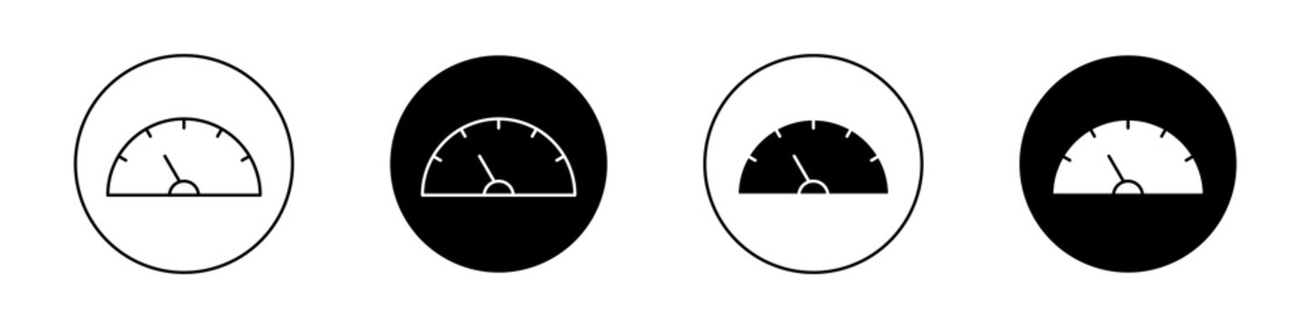 Tachometer icon flat outline in black