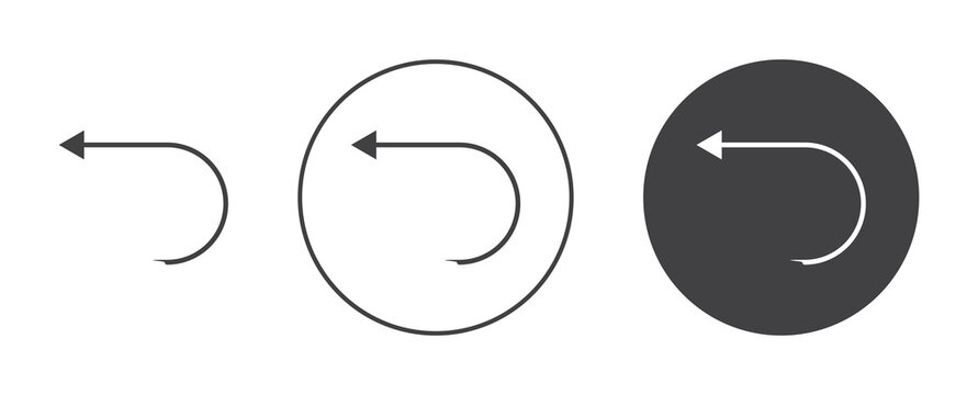 Undo icon flat outline in black