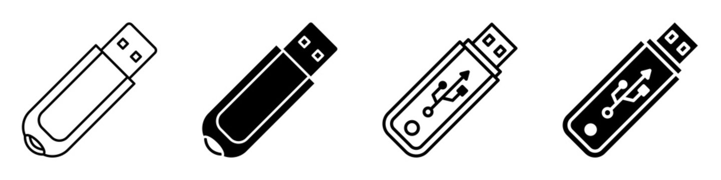 usb drive icon flat outline in black