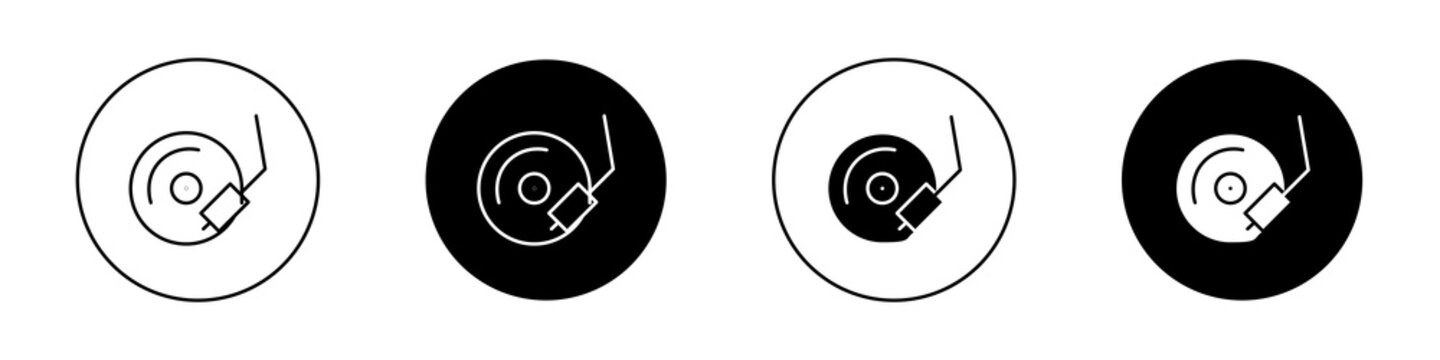 Vinyl icon flat outline in black