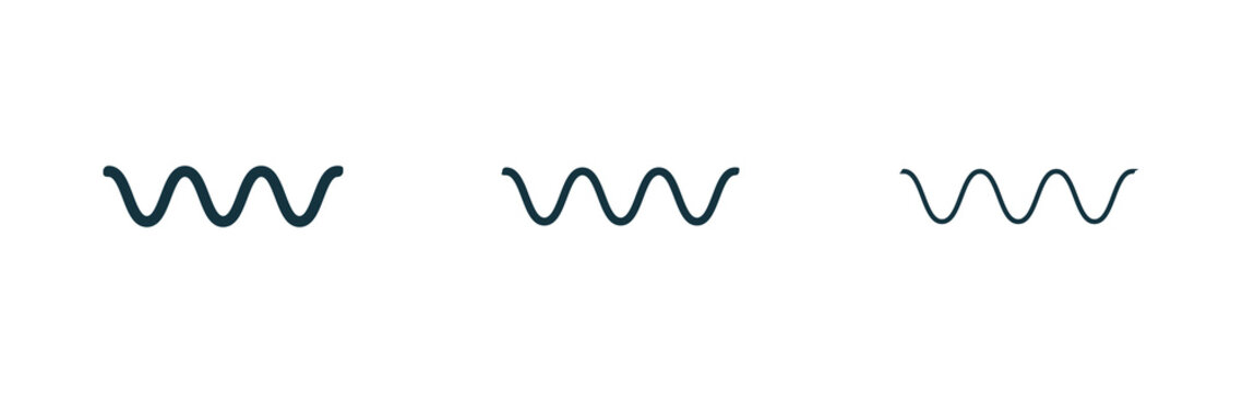 Wave sine icon flat outline in black